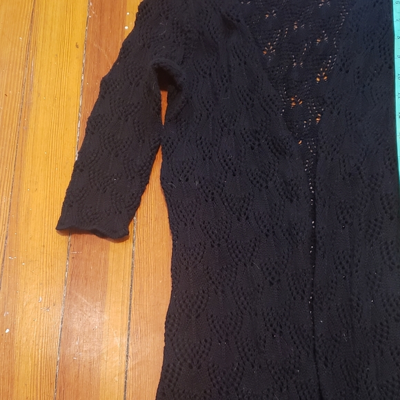 NWT WD.NY 3/4 sleeve crocheted black sweater size XS - Picture 4 of 6